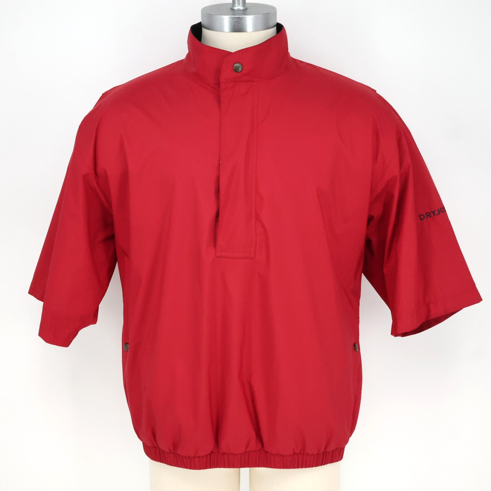 Foot Joy Dry Joys Jacket Mens Large Red Golf Quarter Zip Snaps Lined Mock Neck